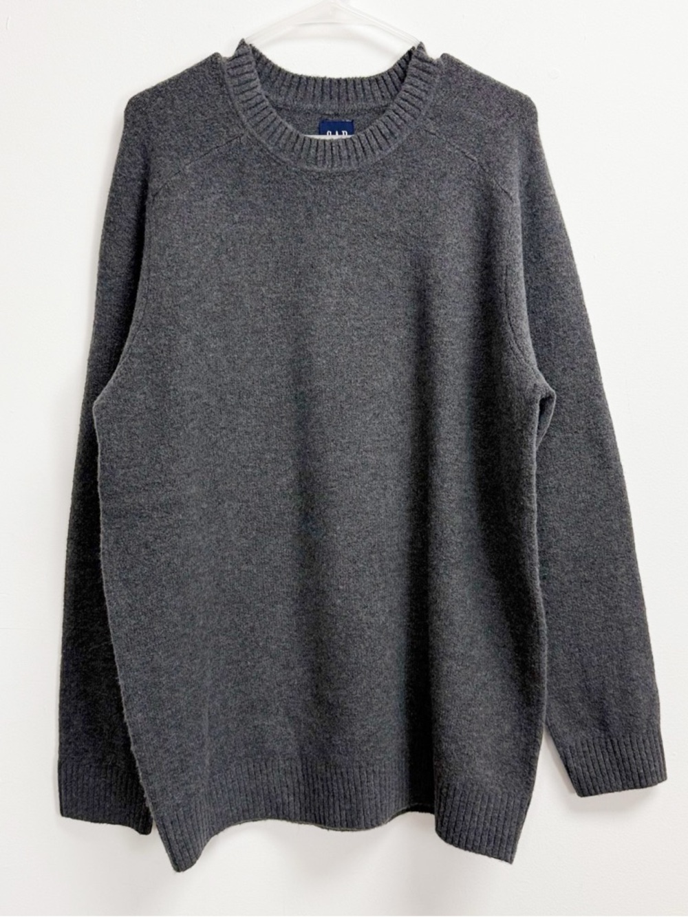 Gap Crewneck Sweater Mens Large Gray Knit Wool Blend Long Sleeve